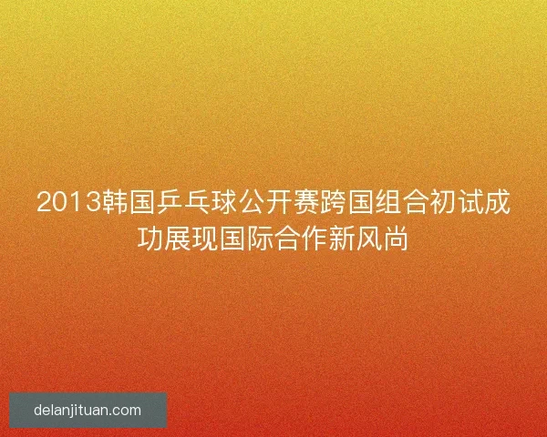 2013韩国乒乓球公开赛跨国组合初试成功展现国际合作新风尚